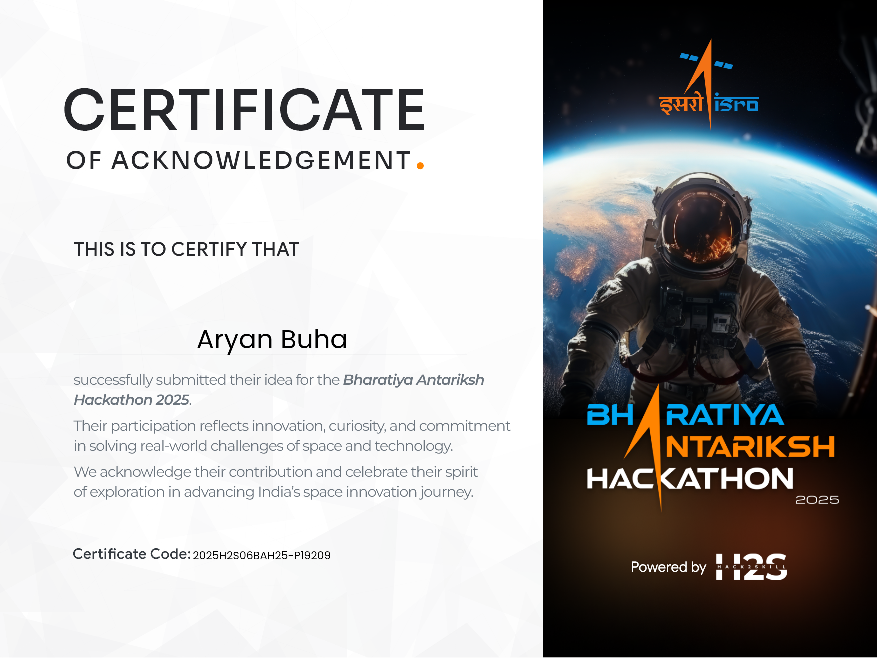 ISRO Certificate